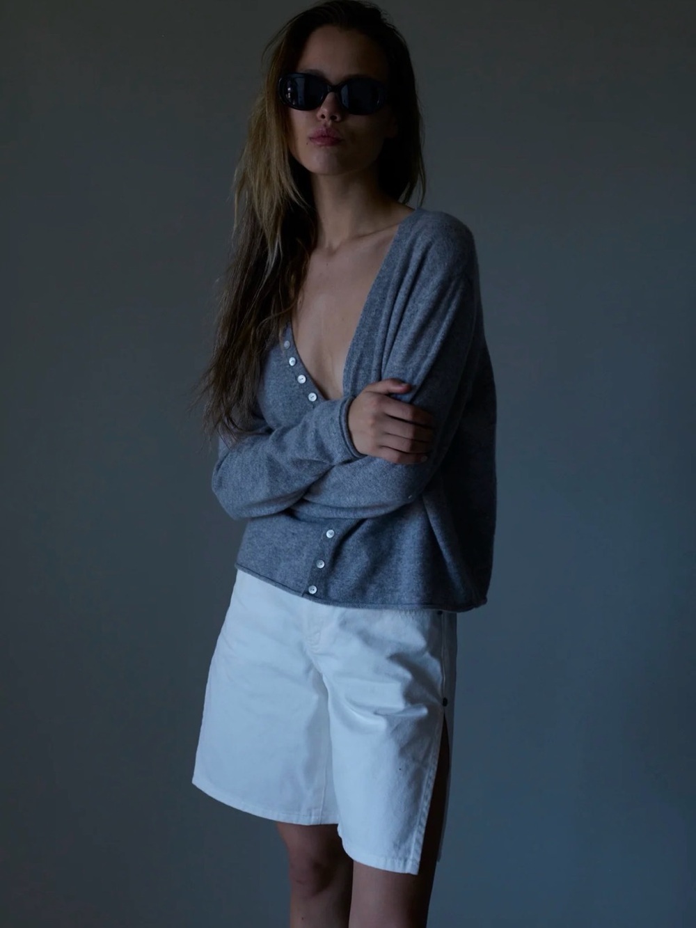 NWOT TT Studios Avery Gray Cashmere Cardigan